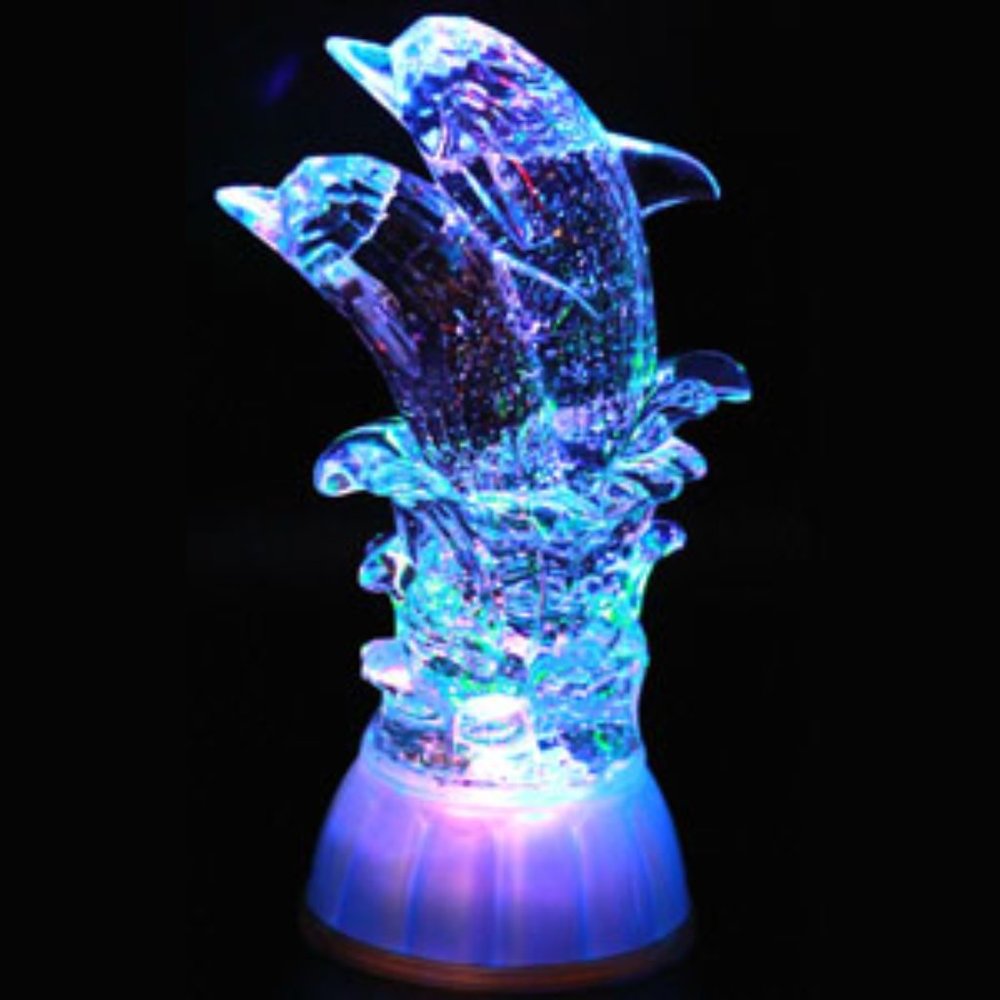 Pair of Dolphin, LED Lighted Sparkling Multi-Color Changing Home Decor